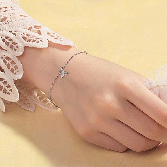 Beautiful Crafted 925 Sterling Silver Shiny Zircon Mermaid Bracelet - Picture 1 of 8